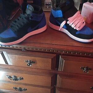 Men's Black and Blue High-Top Sneakers